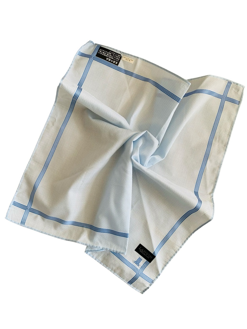 LANVIN Collection Men’s Handkerchief 20.25” Egyptian Cotton 100% NWT Made Japan